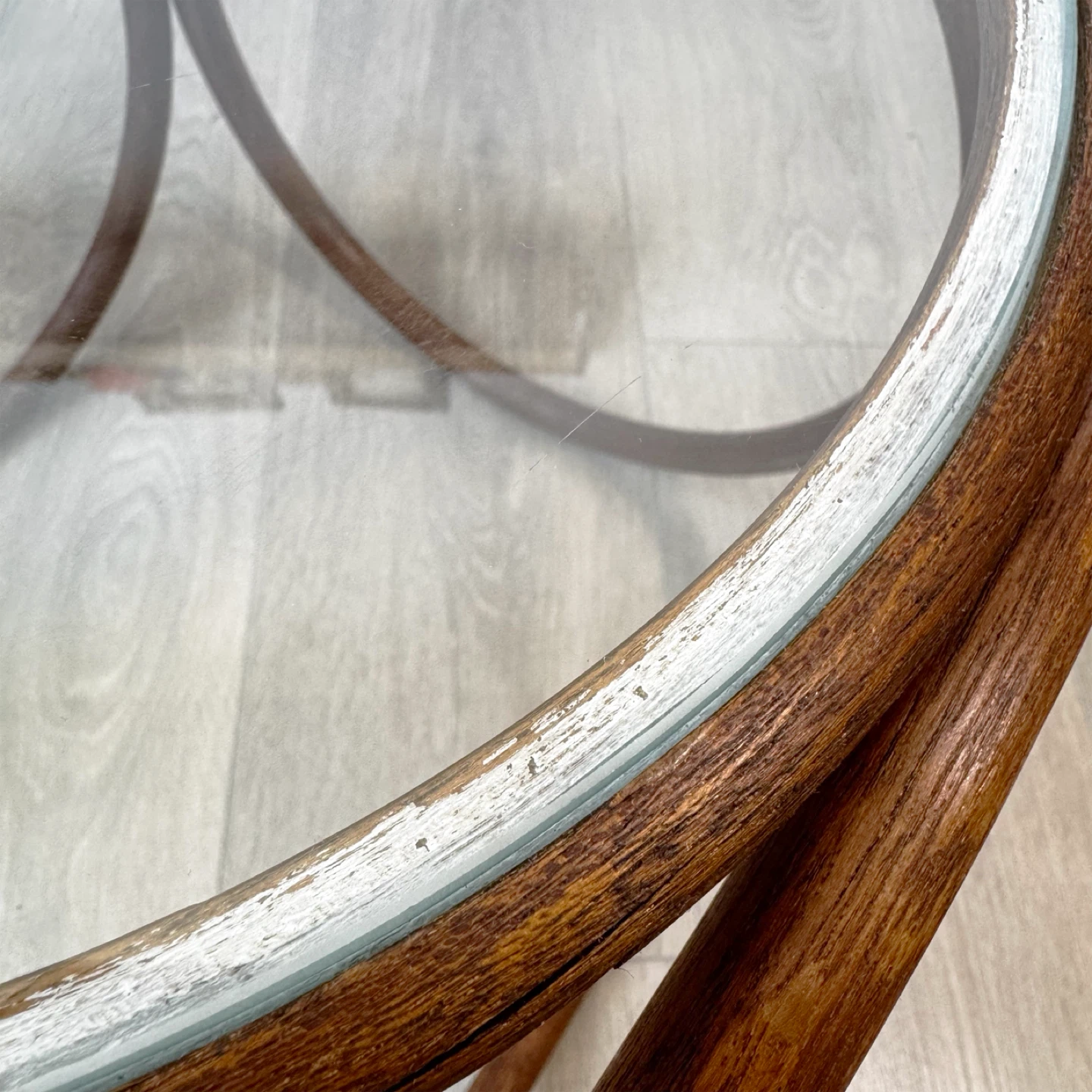 Vintage Thonet-style Bentwood side table- custom glass top - photo 5