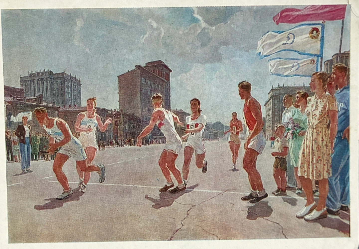 1970s MCM  Russian postcard running MOSCOW sports athletic men