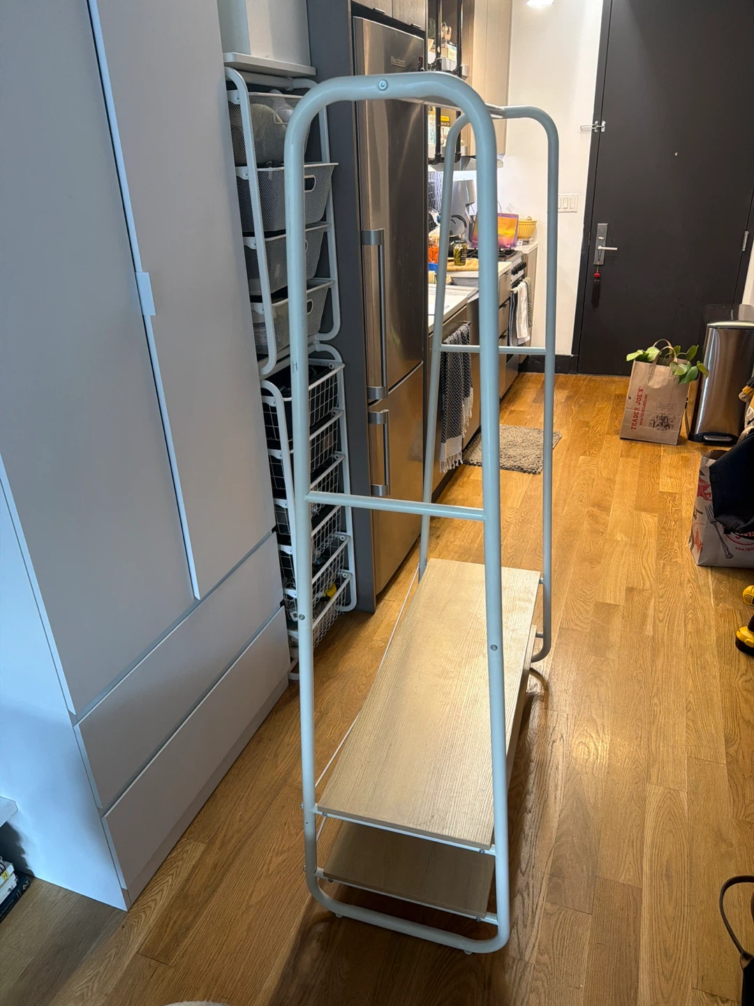 Beige Clothes Rack with Wood Shelves - photo 3