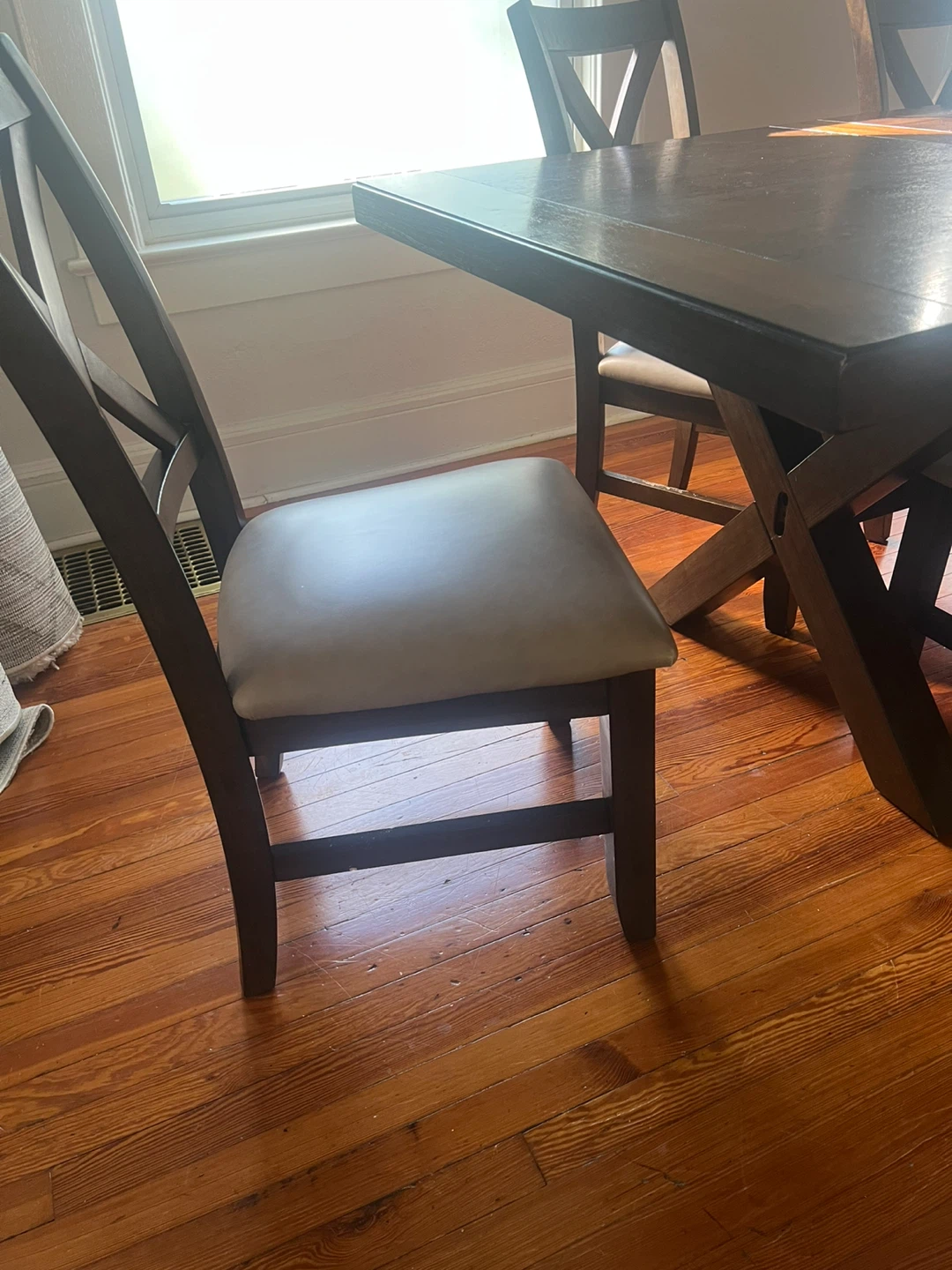 Dark wood table with 6 chairs