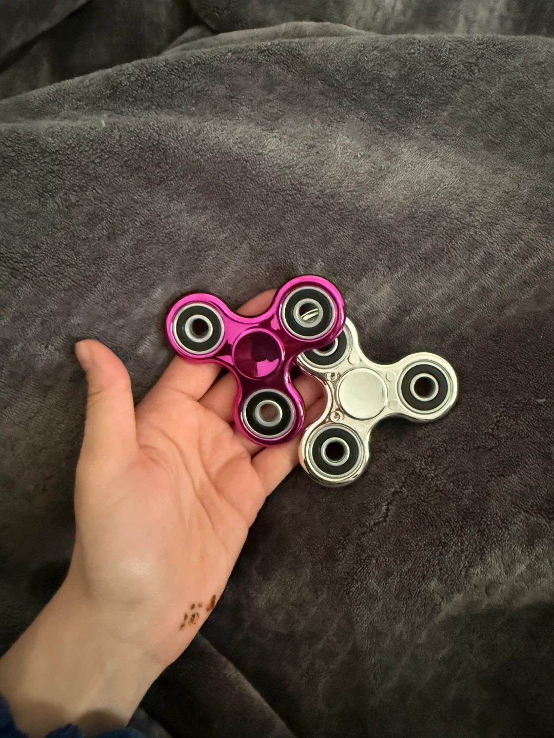 Pink & Silver Metal Fidget Spinners