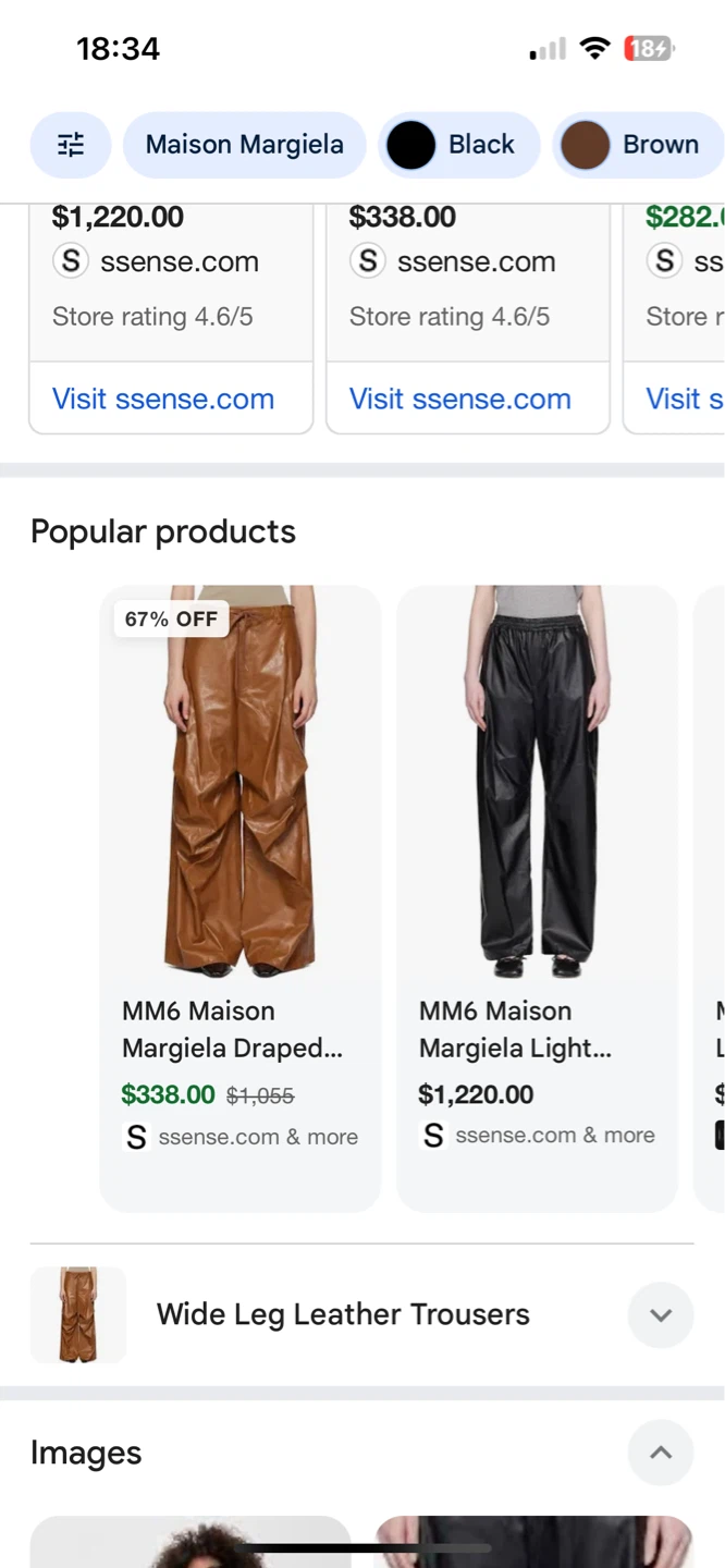 MM6 Maison Margiela Black Faux Leather Trousers Size 40