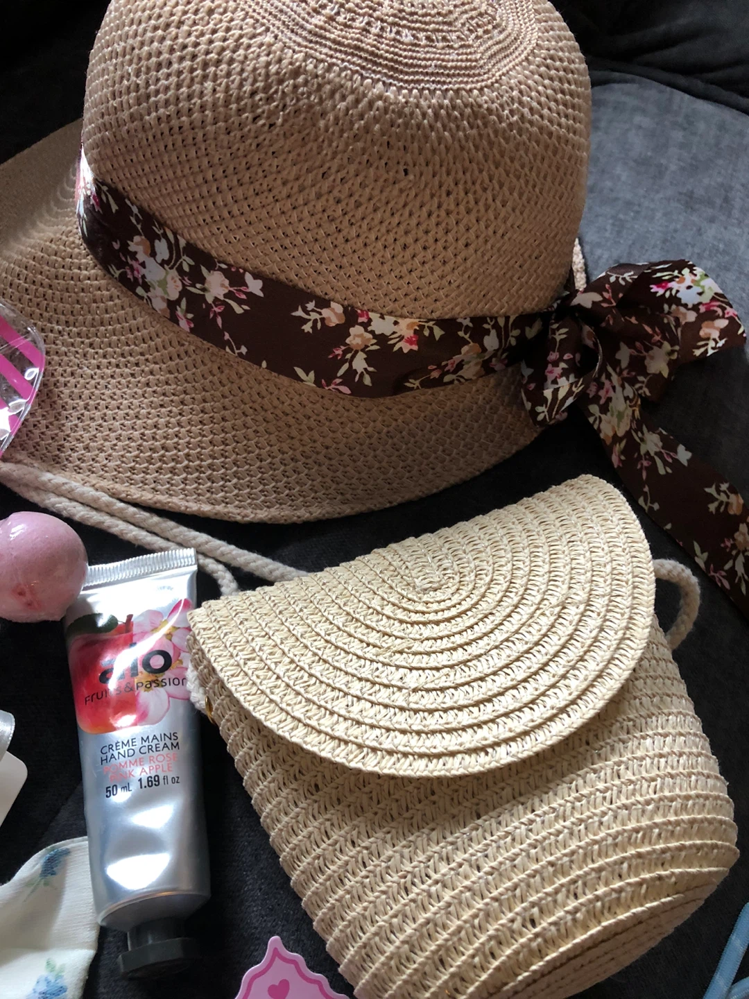 Girls Lot: Straw Hat & Bag Set, Bear Charms, etc - photo 3