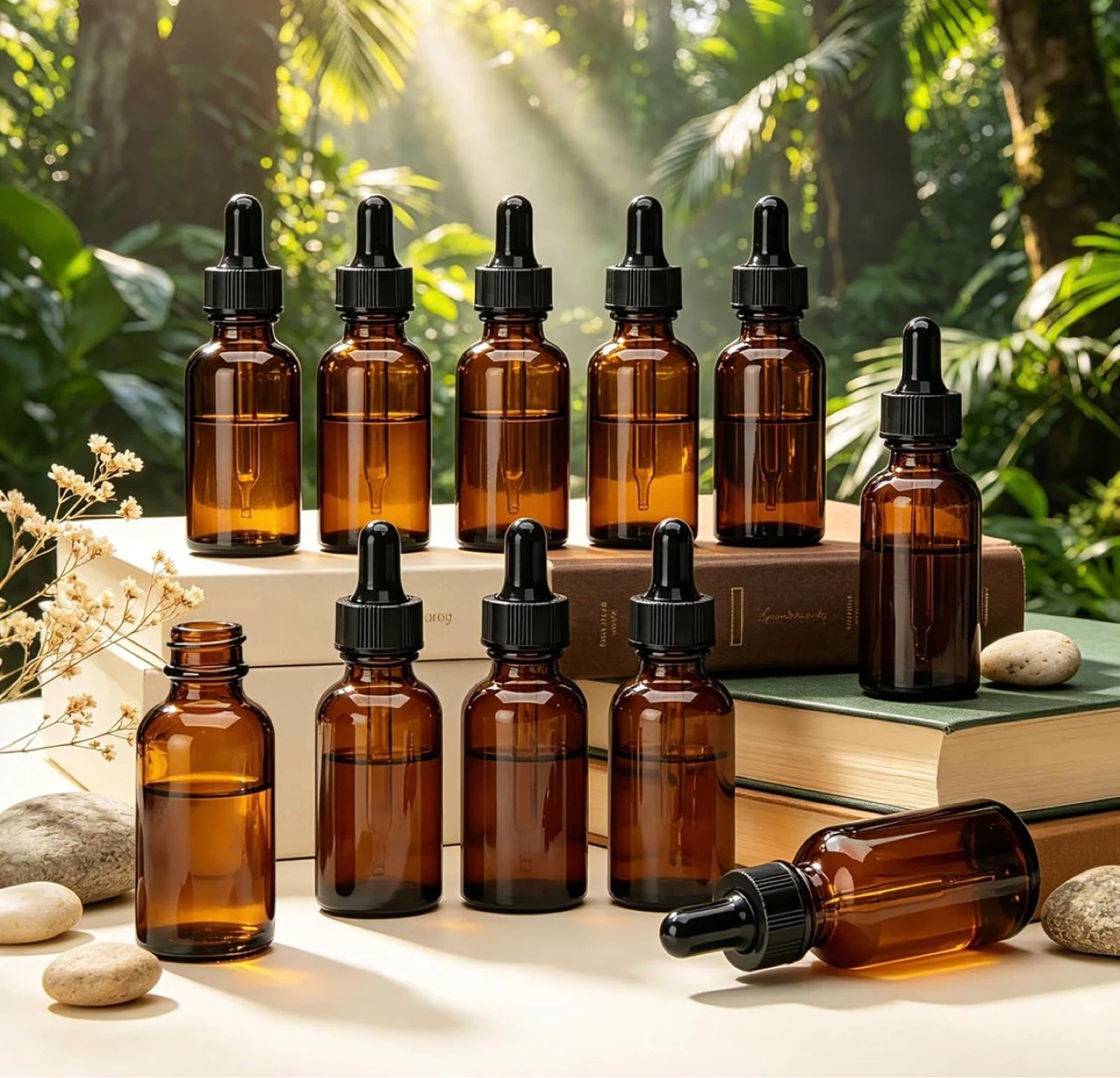 10 pack Amber Glass Dropper Bottles -