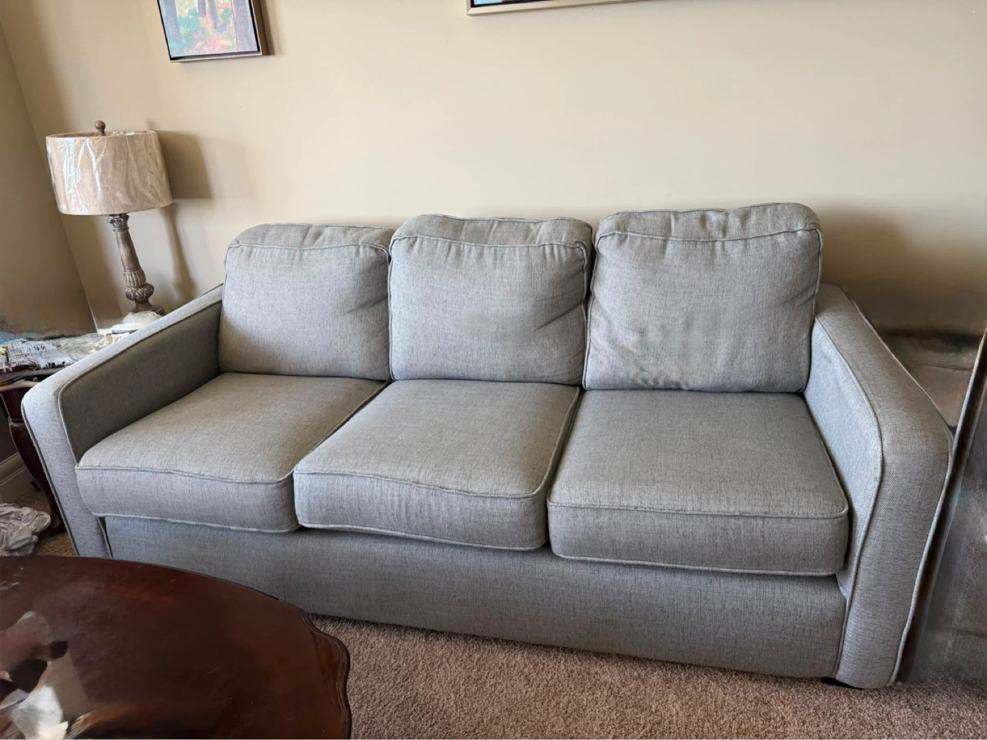 Grey three seater sofa