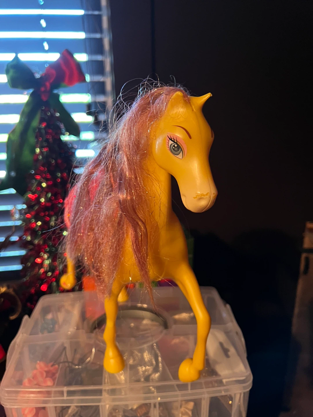 Yellow Toy Horse with Pink Saddle