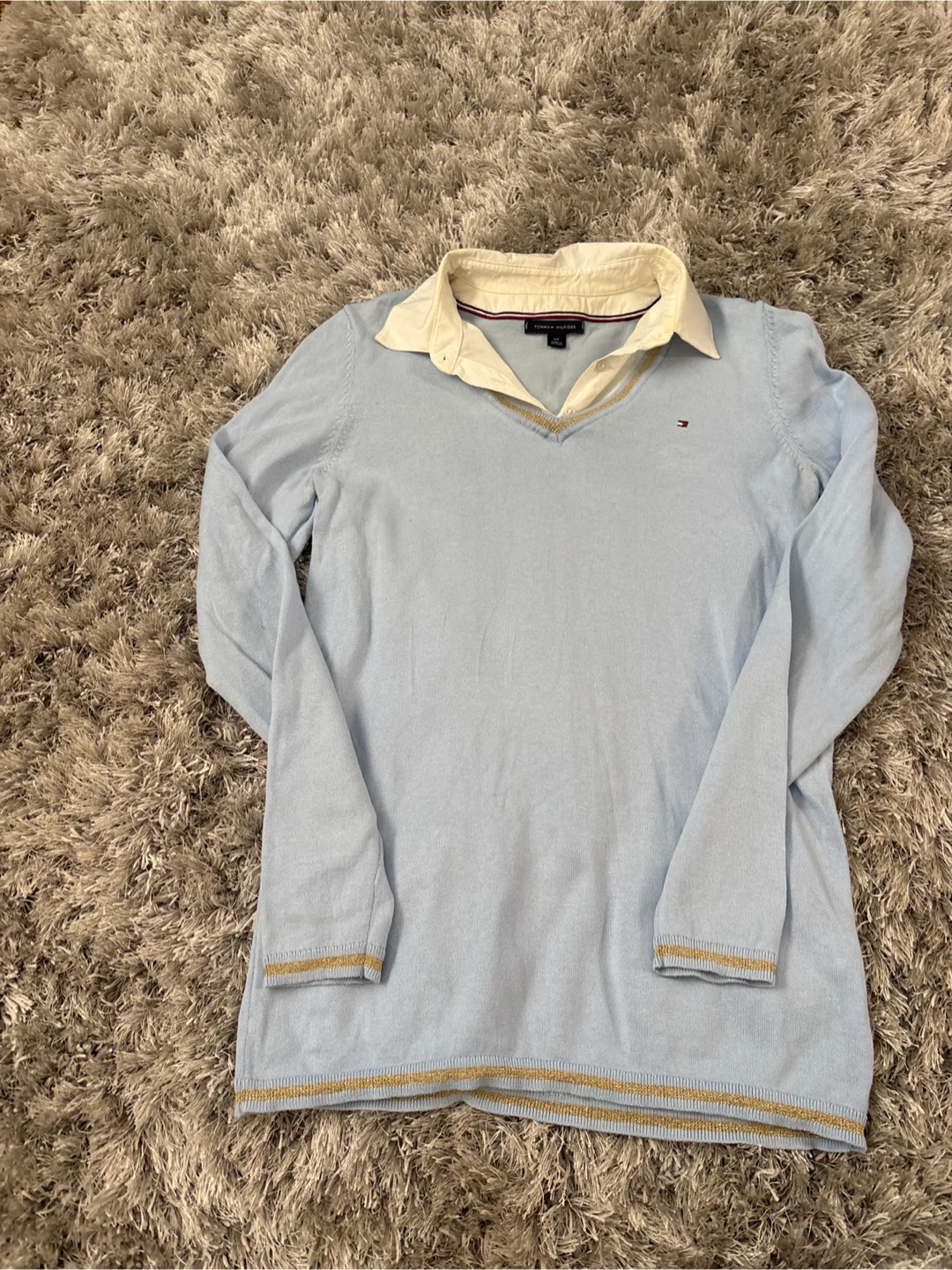Tommy Hilfiger Baby Blue Sweater with Collar
