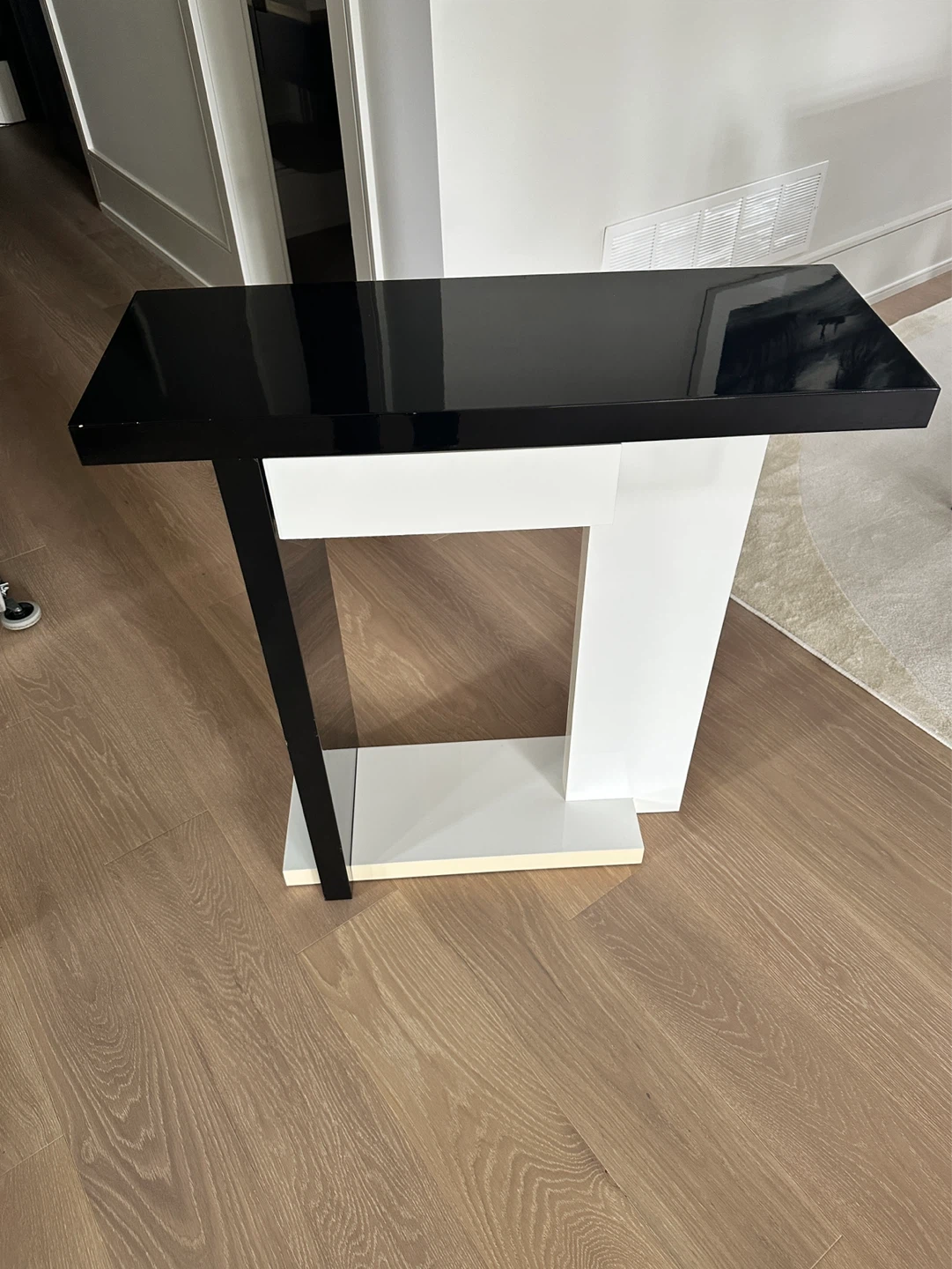 Modern Black and White Console Table with Drawer - photo 3