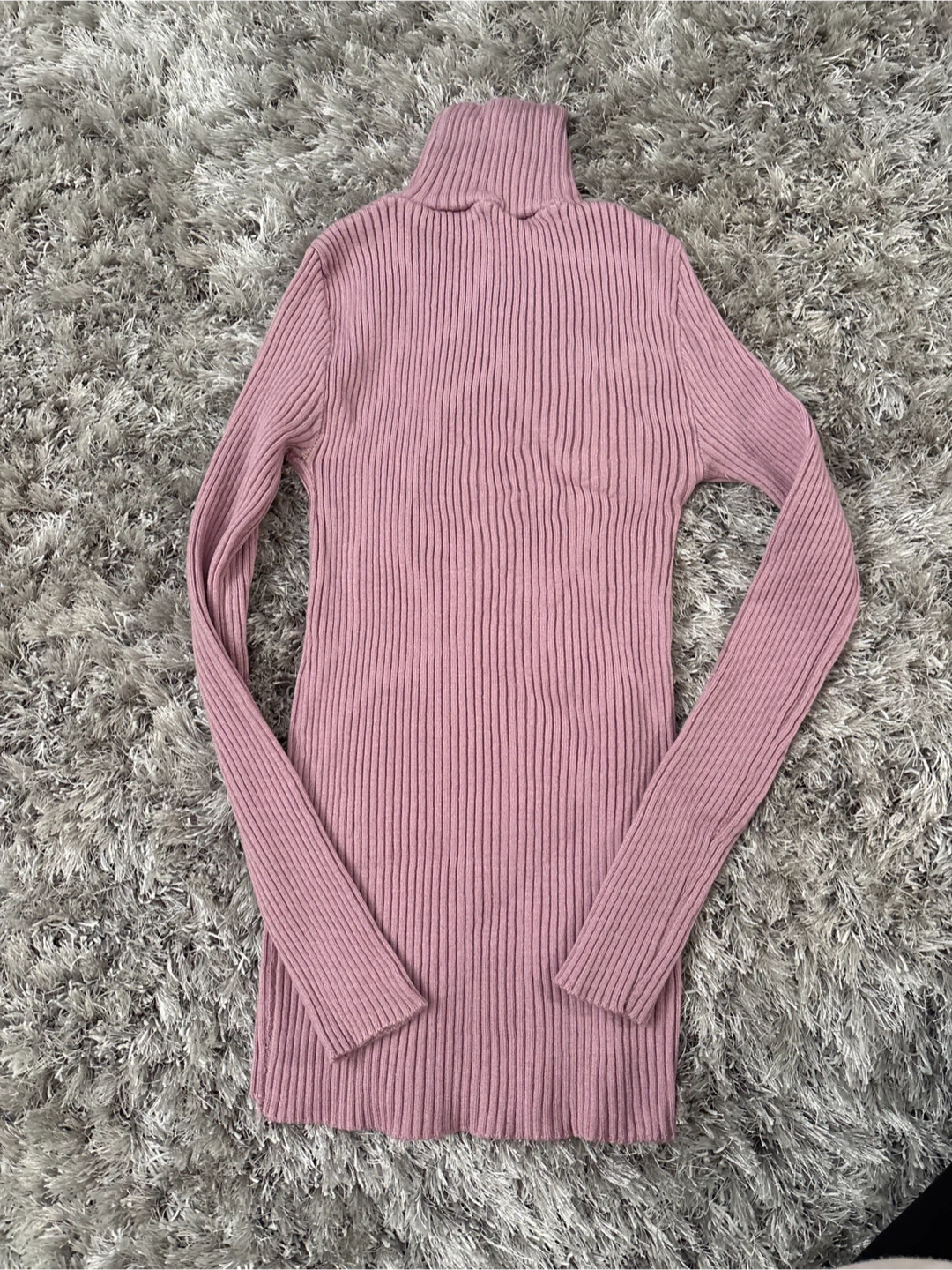 Pink Ribbed Turtleneck Sweater