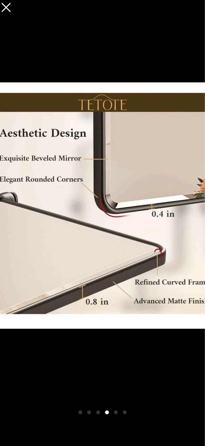 NEW Matte Black Bathroom Mirror – 24” x 20” – Brand New in Box - photo 5