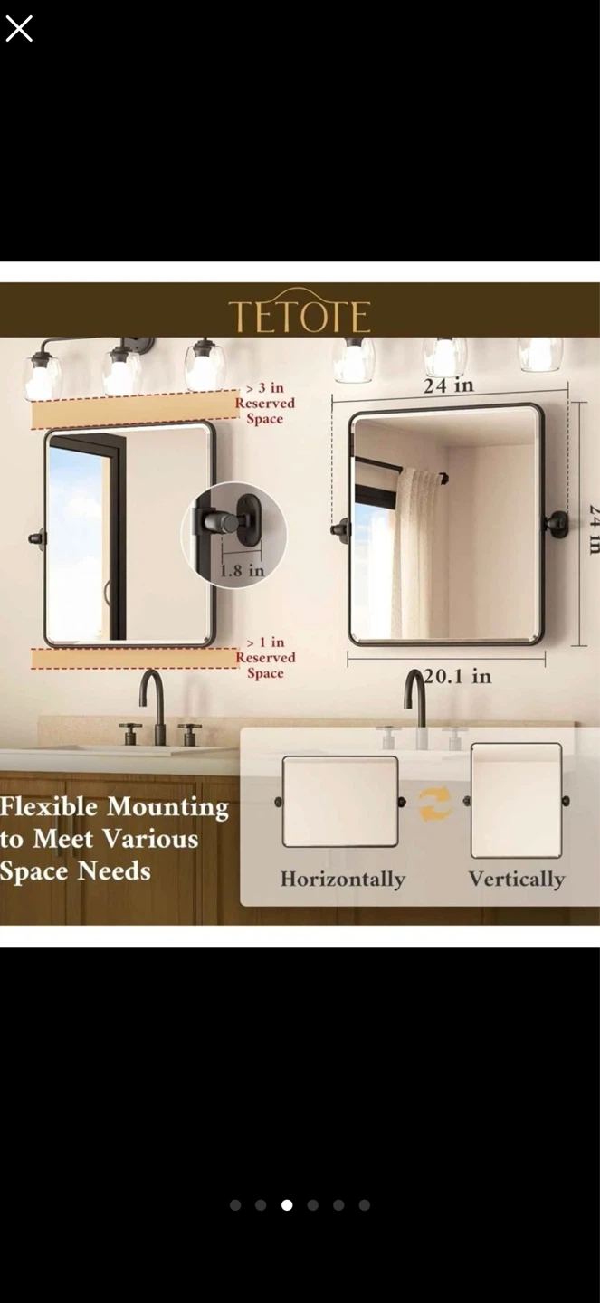 NEW Matte Black Bathroom Mirror – 24” x 20” – Brand New in Box - photo 4