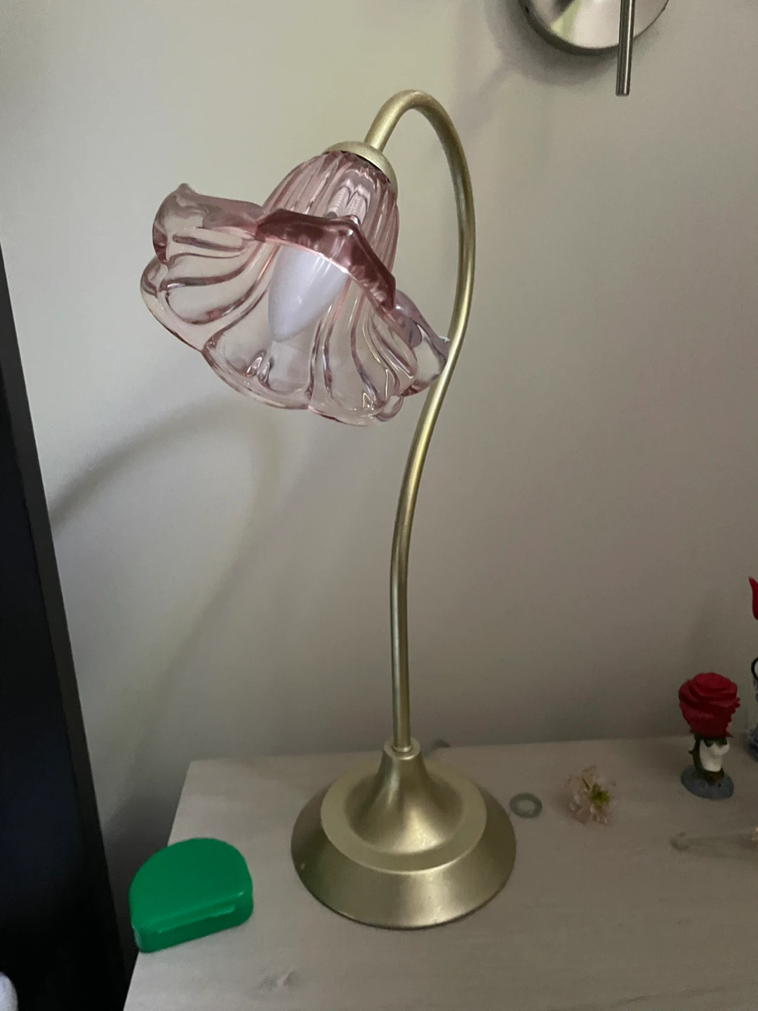 Pink Flower Accent Table Lamp
