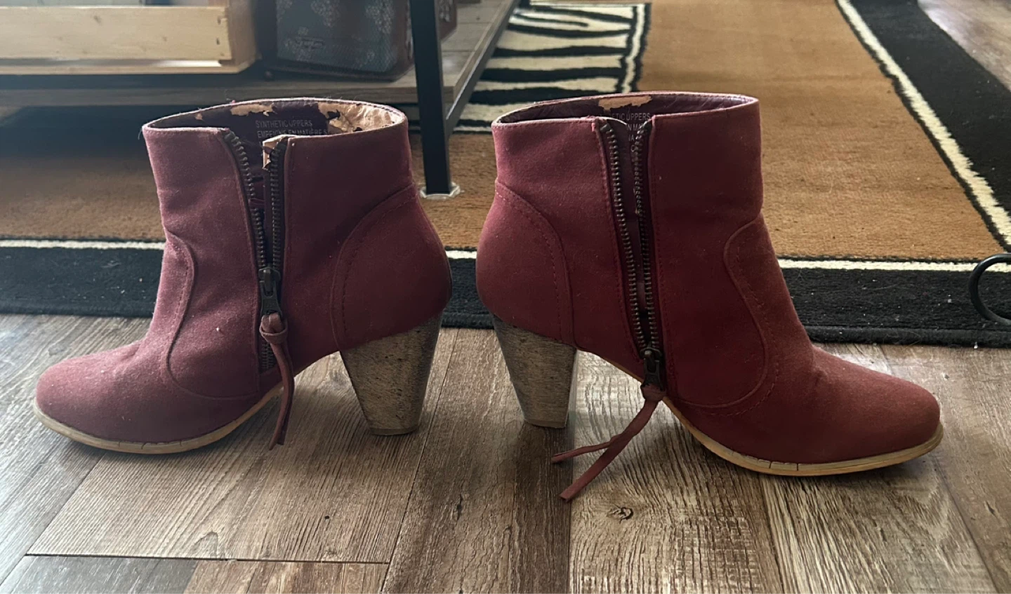 Maroon Suede Ankle Boots - photo 2