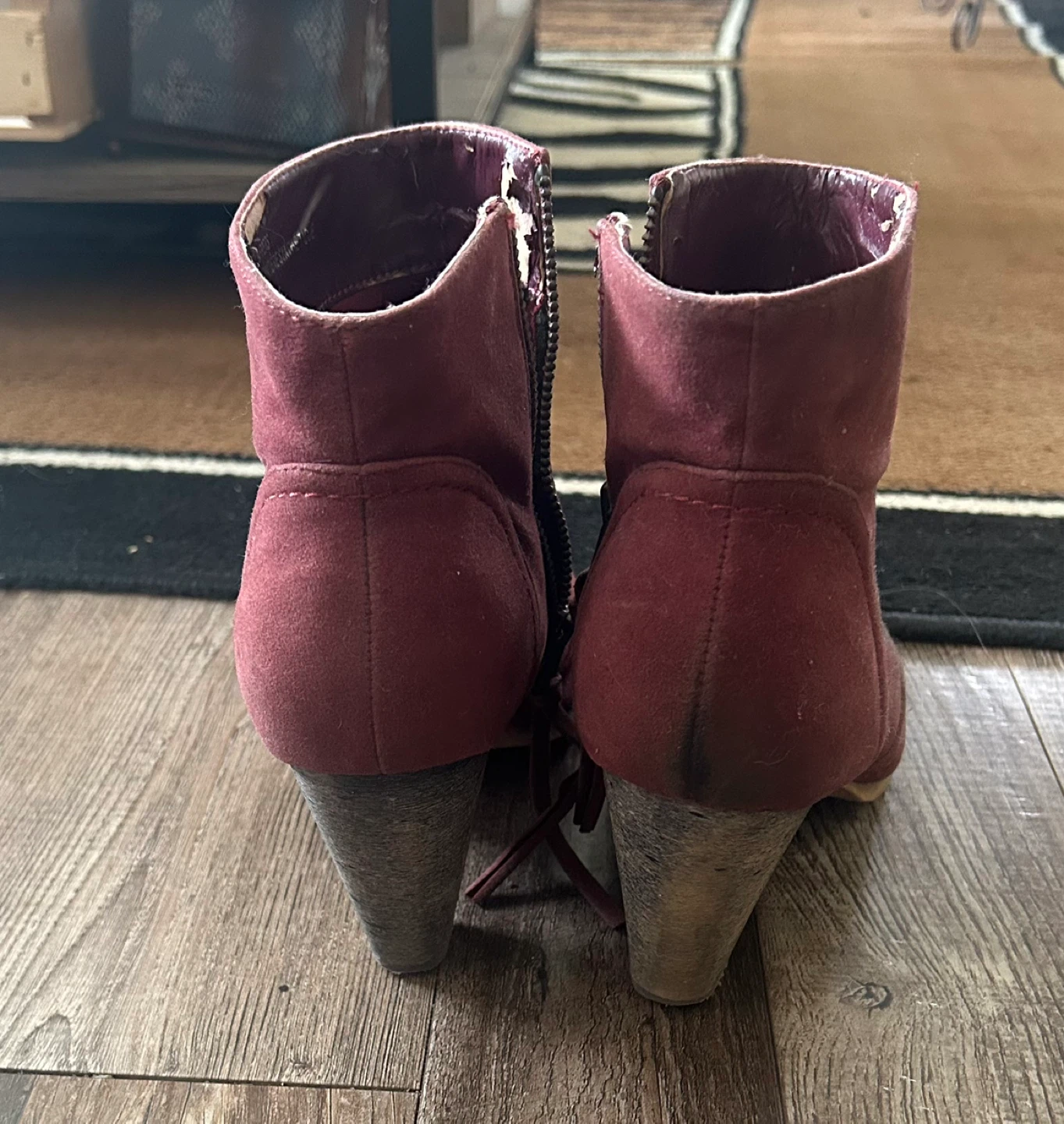 Maroon Suede Ankle Boots - photo 3