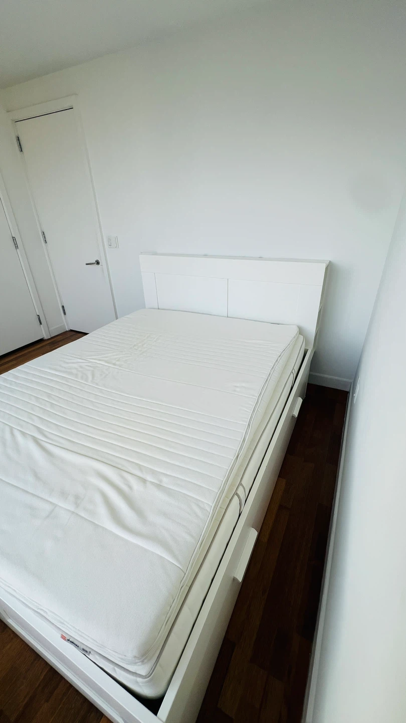IKEA Queen Bed Frame with Headboard Shelves and drawers - photo 5