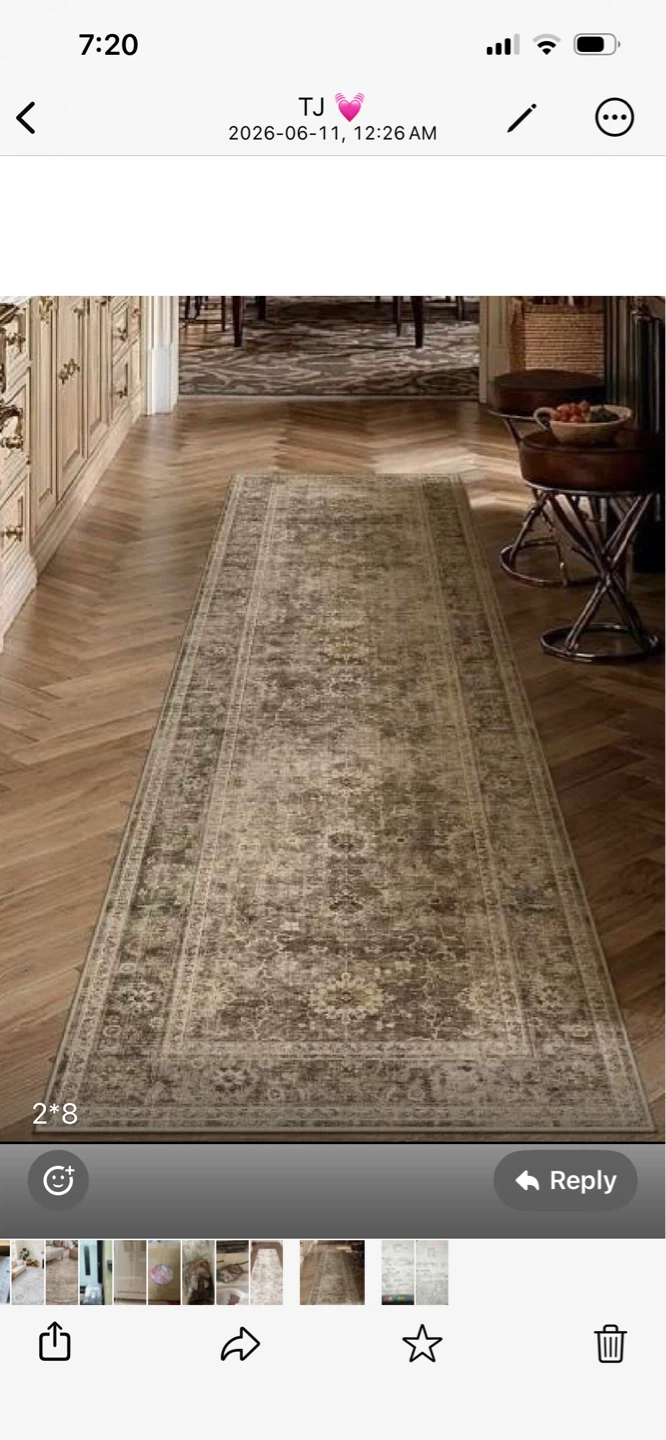 Vintage Style Runner Rug 2x8 ft
