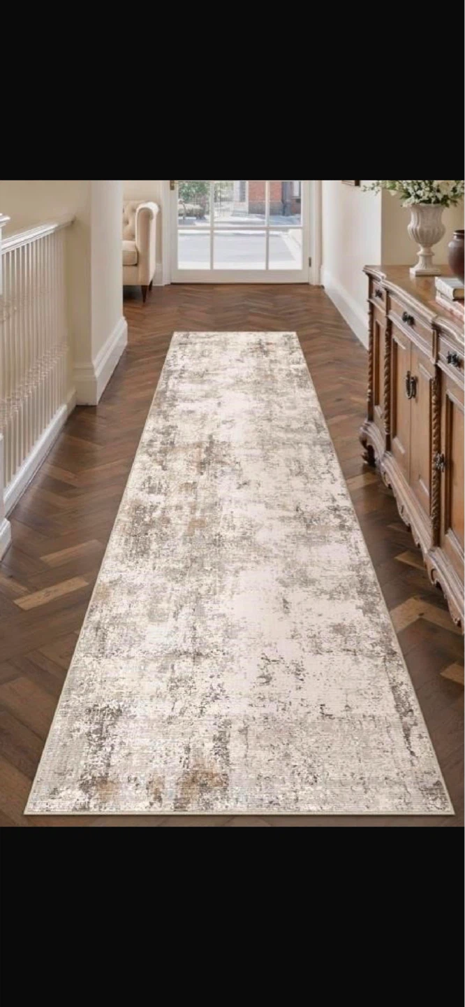 Runner Rug - Neutral Abstract Design 2x10