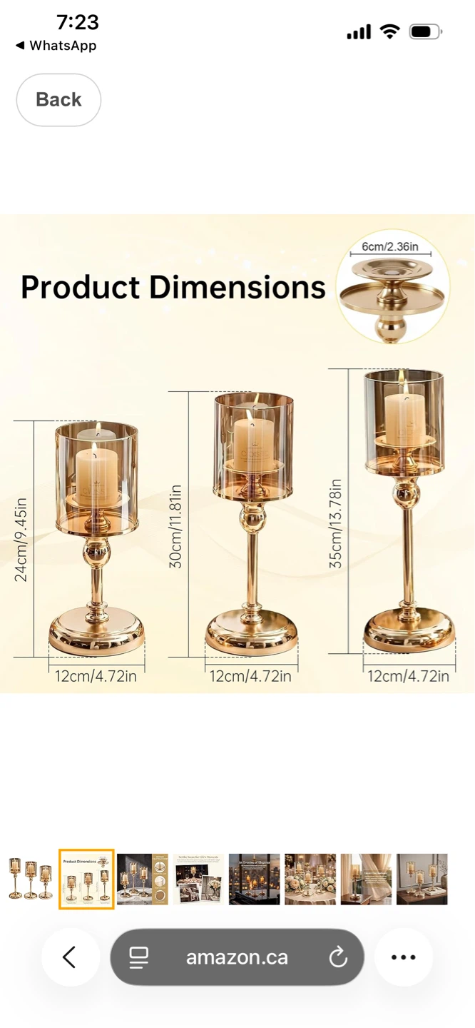 Gold Metal and Glass Hurricane Candle Holders (Set of 3) - photo 2