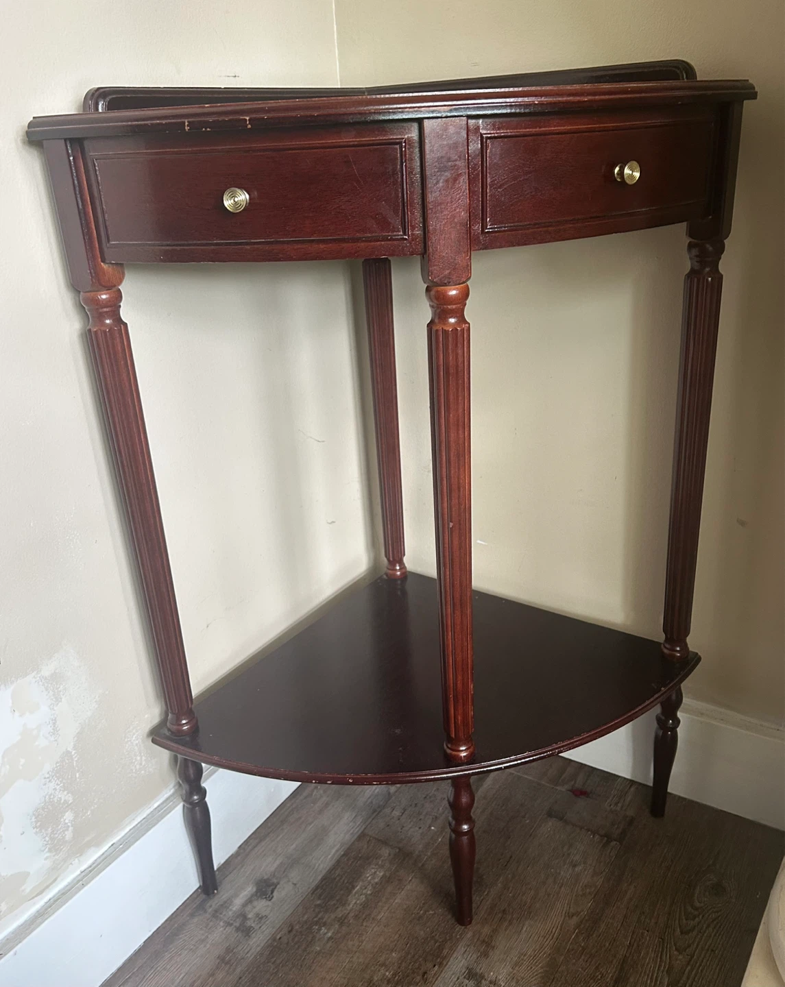 Mahogany Corner Table with Drawers - photo 2