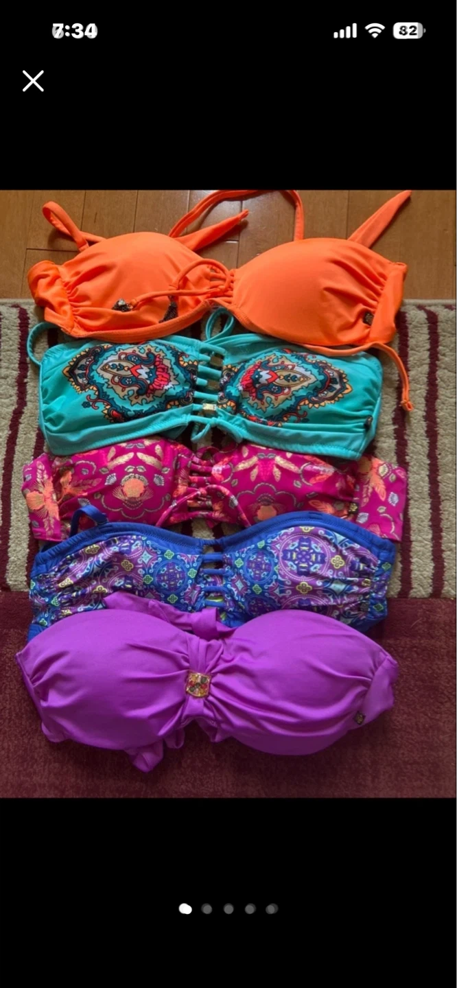 5 La Vie en Rose Aqua Bikini Tops - Size S/P