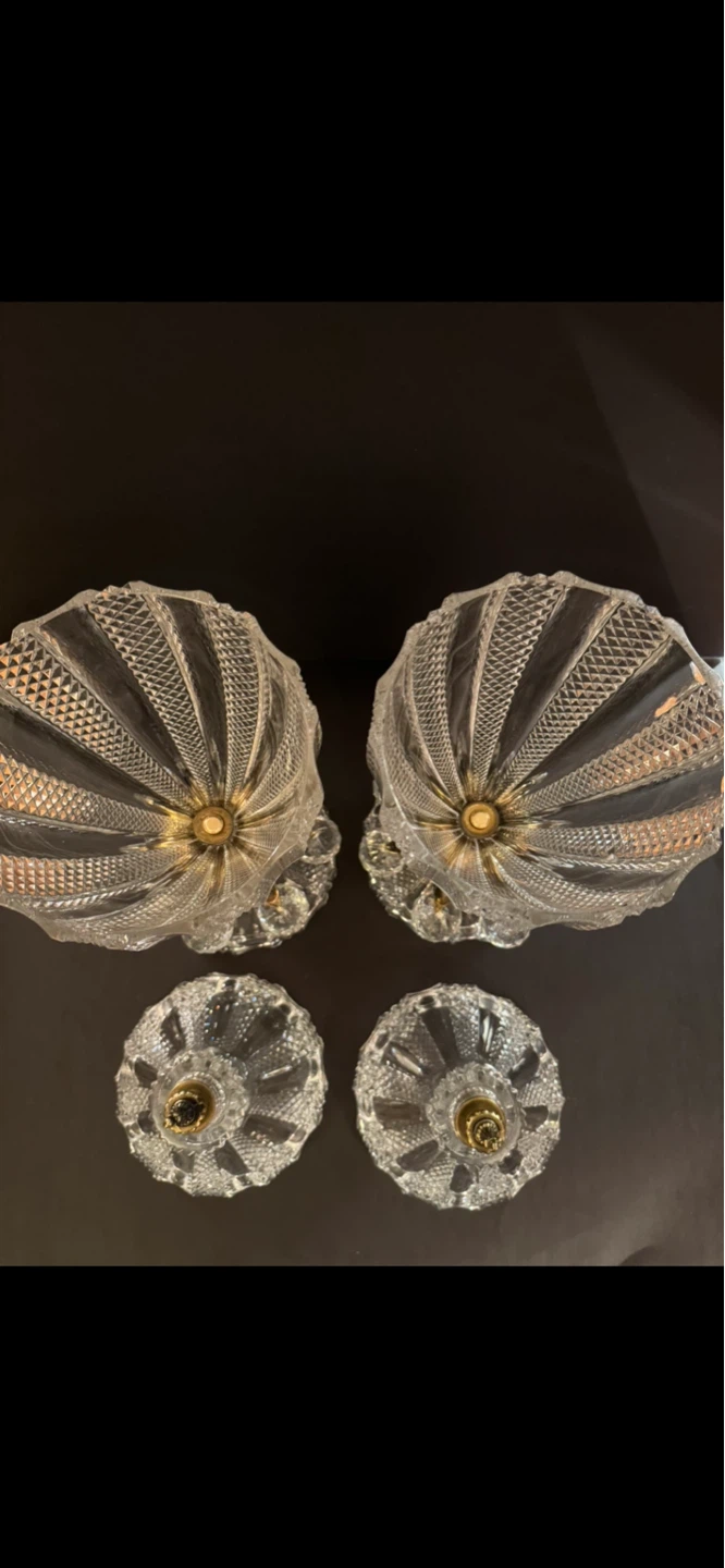 Antique Unique Pair of CrystalCandy Bowls with Brass Accents - photo 3