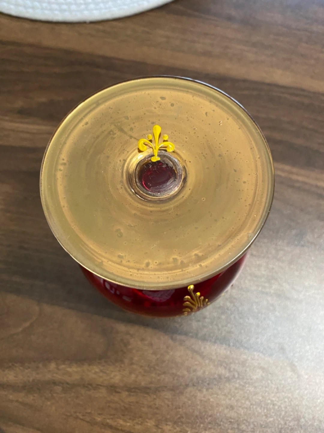 Decorative Red Glass Goblet with Gold Embellishments - photo 2