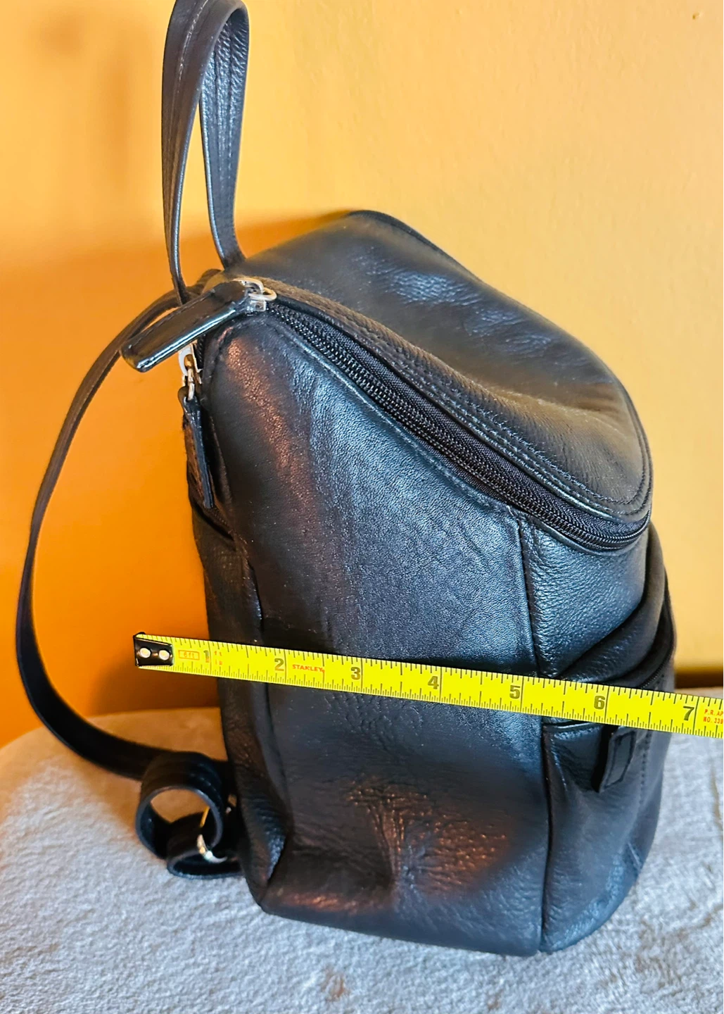 Genuine leather Black Leather Backpack Purse - photo 3