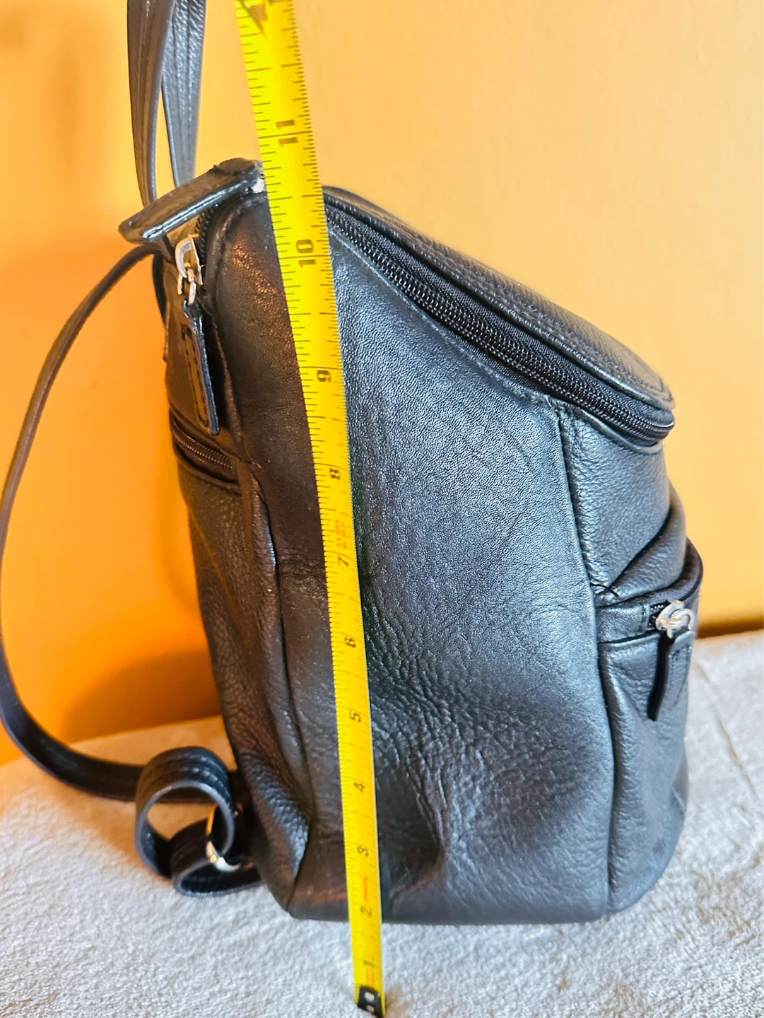 Genuine leather Black Leather Backpack Purse - photo 4