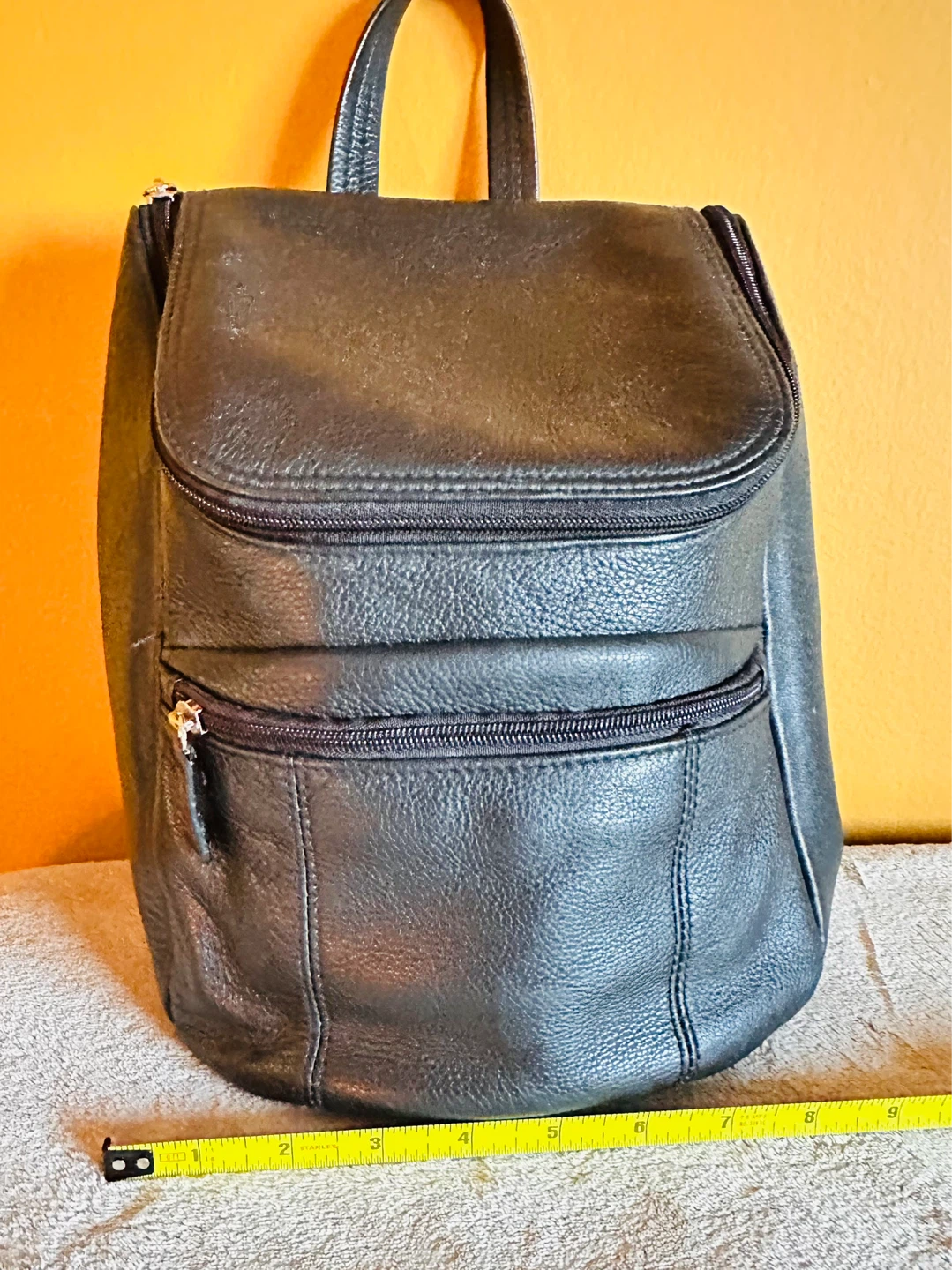Genuine leather Black Leather Backpack Purse - photo 5