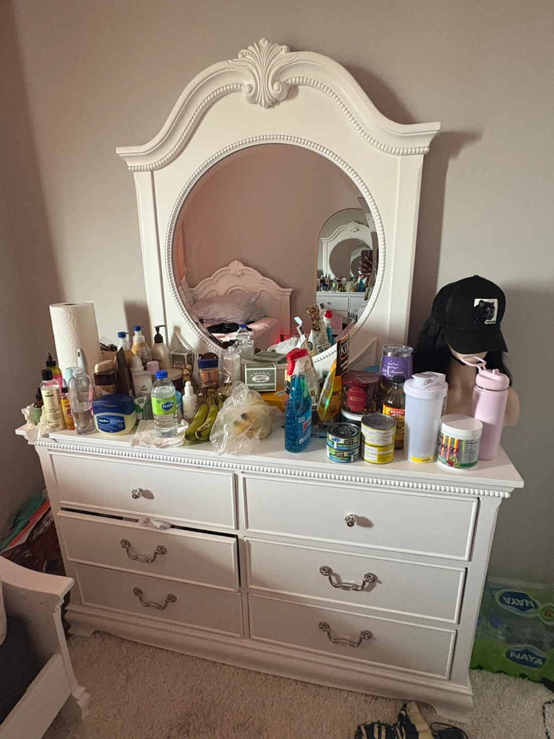 Dresser & White Bed Frame