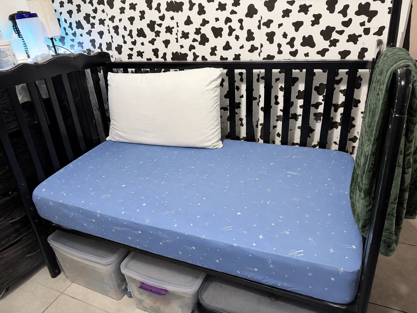 Blue Crib Sheet with White Stars