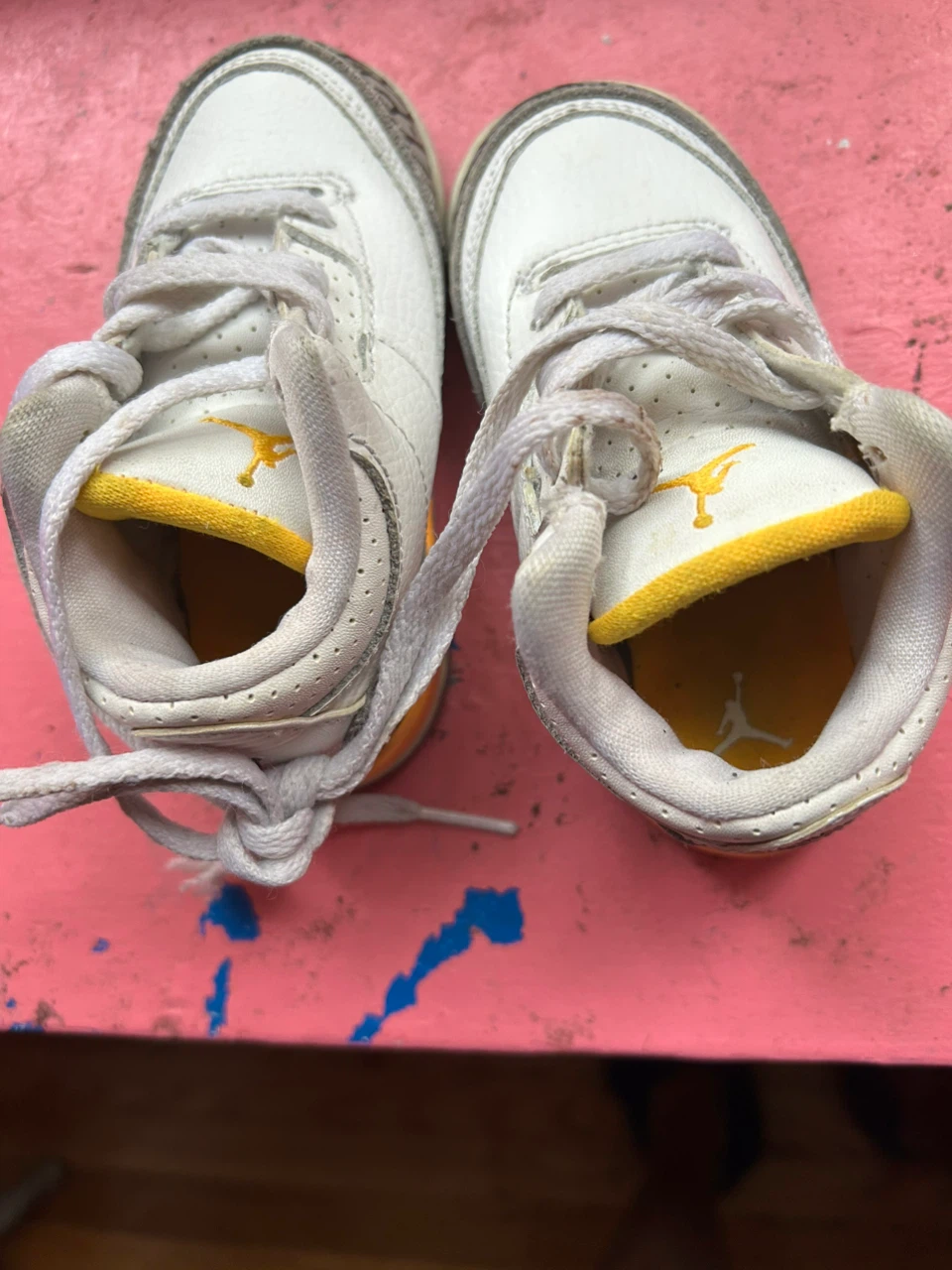 Toddler Jordan 3s White Yellow