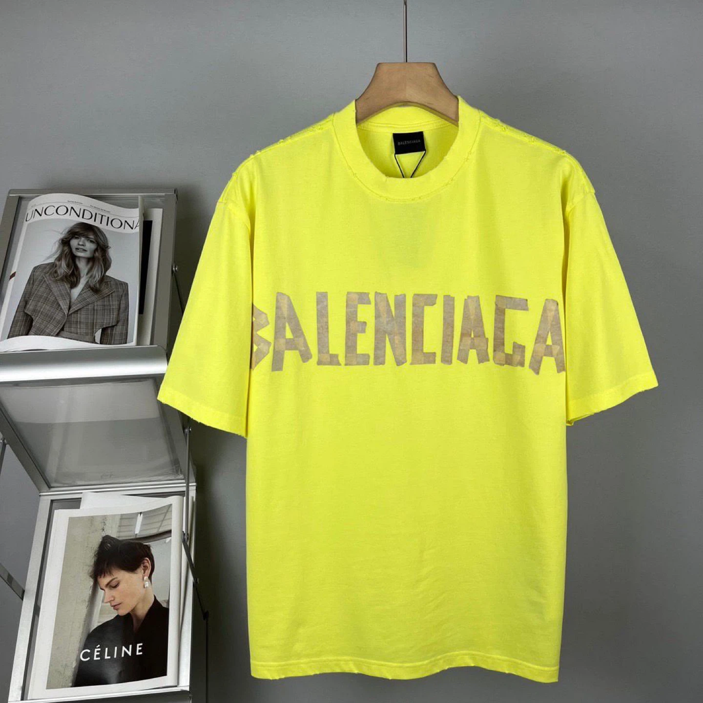 Balenciaga Neon Yellow Logo T-Shirt