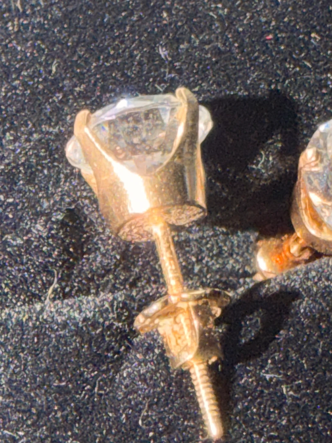 14k Gold Stud Earrings with Clear Stones (CZ) EUC - photo 2