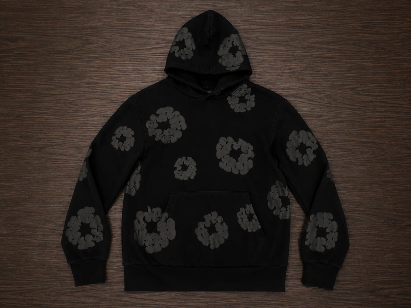 Denim Tears Black Hoodie with Grey Graphic Print
