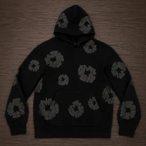 Denim Tears Black Hoodie with Grey Graphic Print