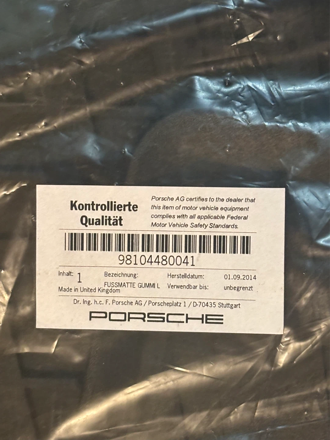 GENUINE Porsche Floor Mats – 981 Boxster/Cayman& 991 911 - photo 3