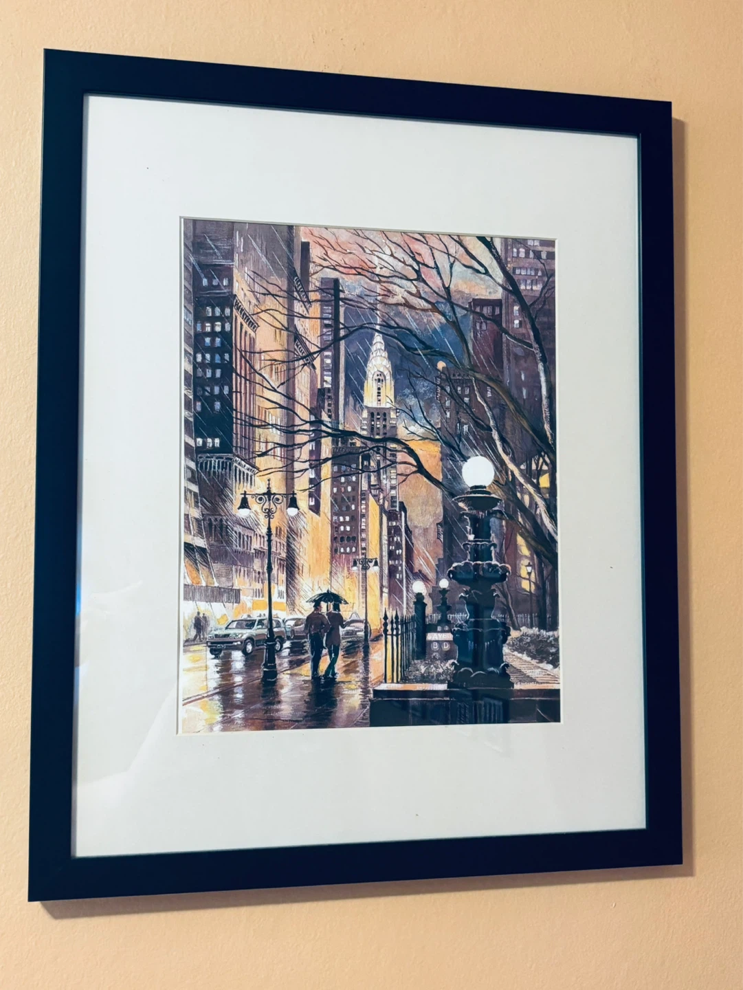 Framed New York City Street Scene Artwork