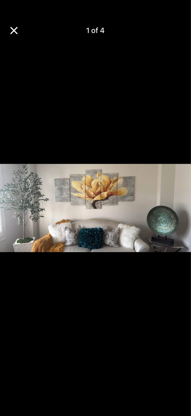 Extra Large,  5-Panel Yellow Flower Canvas Art - photo 4