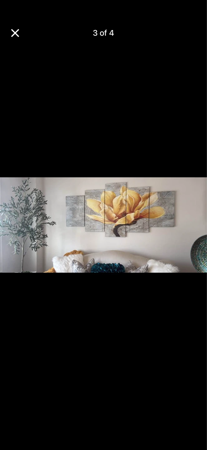 Extra Large,  5-Panel Yellow Flower Canvas Art - photo 2