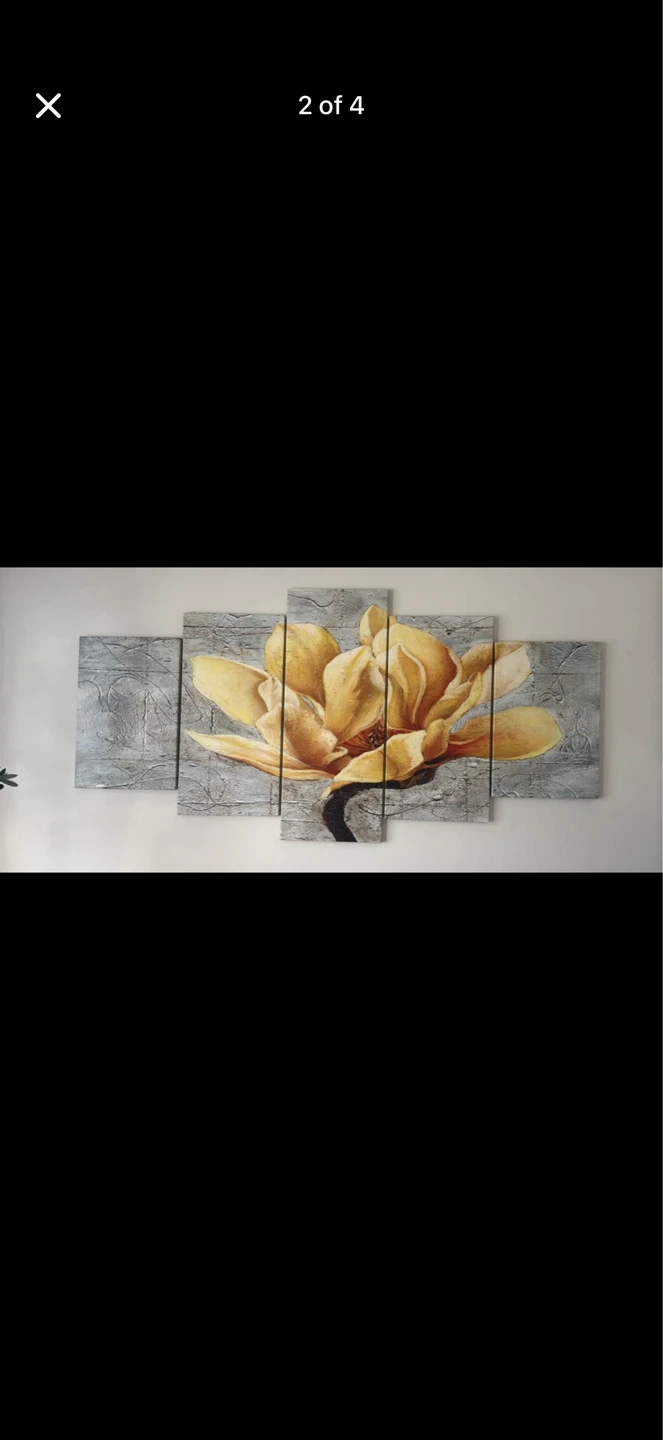 Extra Large,  5-Panel Yellow Flower Canvas Art - photo 3