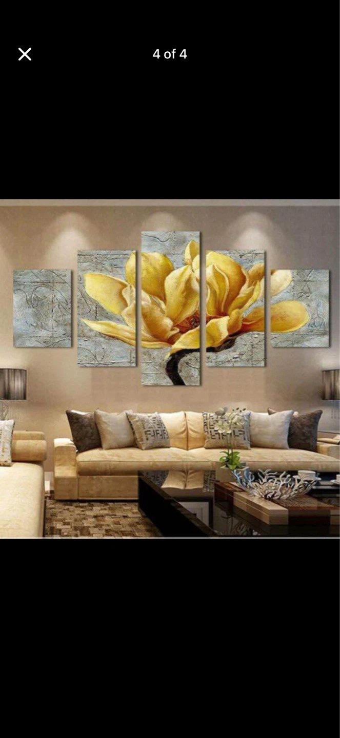 Extra Large,  5-Panel Yellow Flower Canvas Art