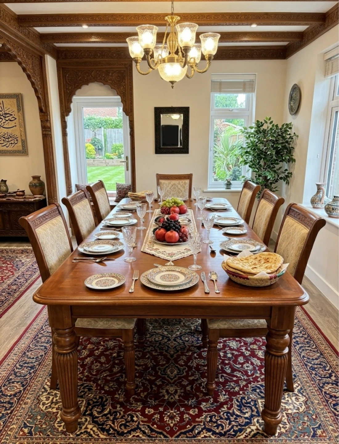 Wooden Dining Table with Detachable Legs