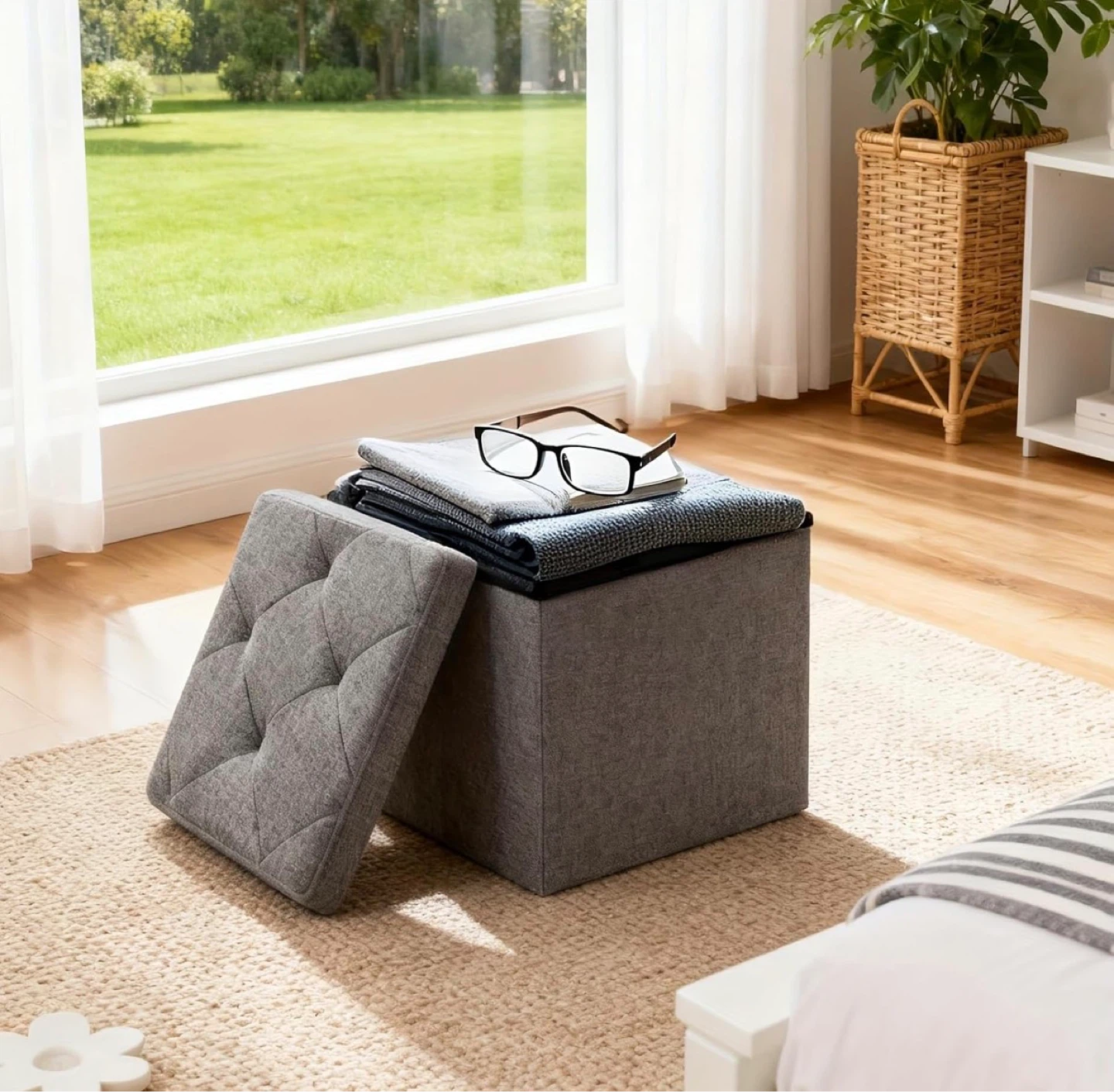 Samrelax Grey Storage Ottoman Bench - photo 2