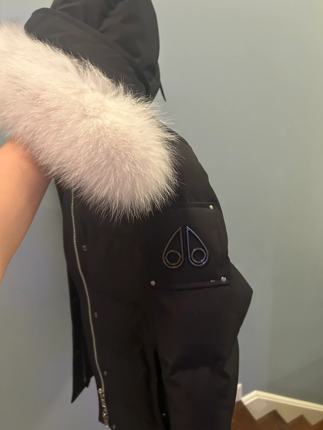 Moose Knuckles Black Down Parka Jacket with Fur Hood - photo 4