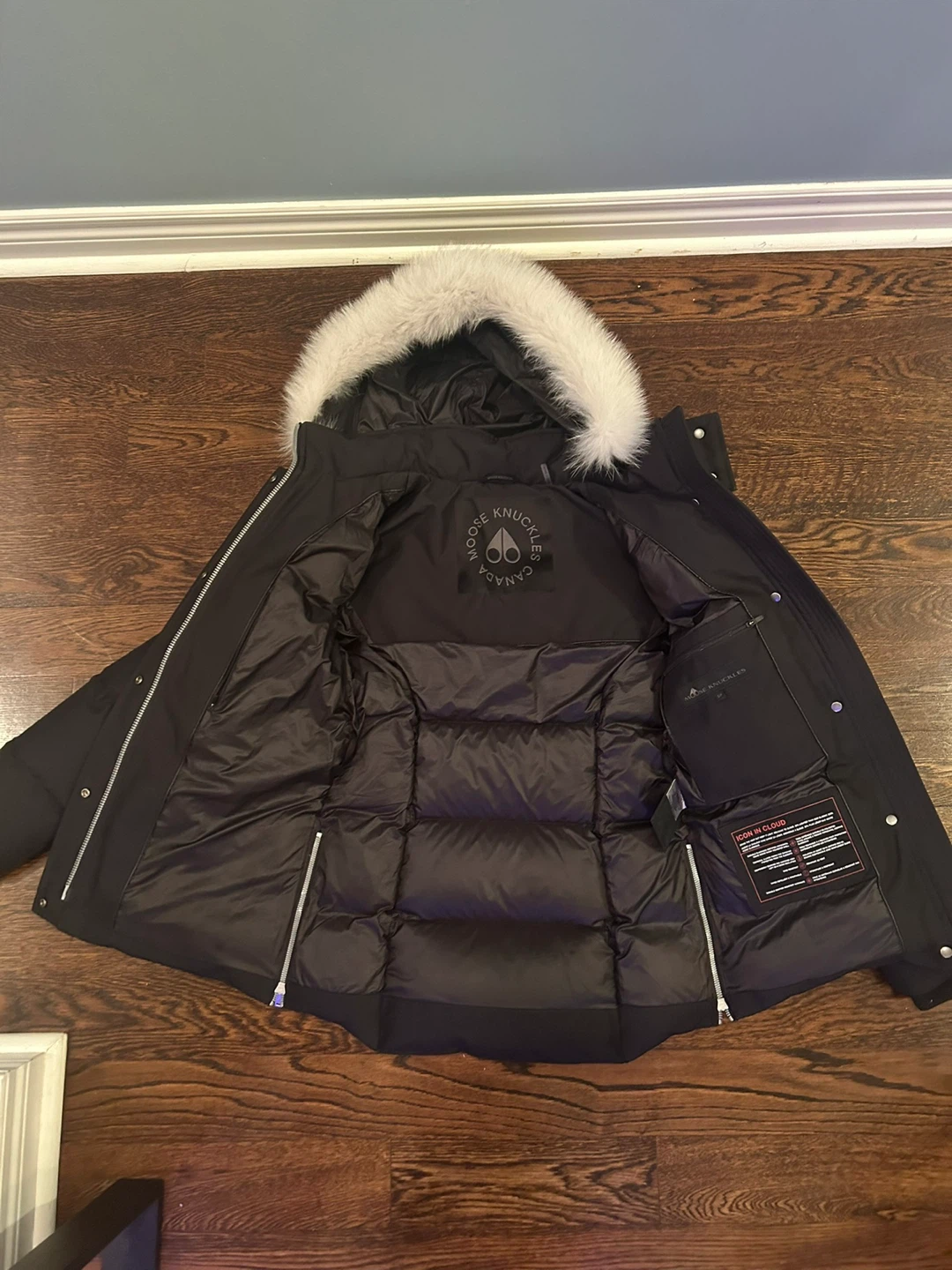 Moose Knuckles Black Down Parka Jacket with Fur Hood - photo 2