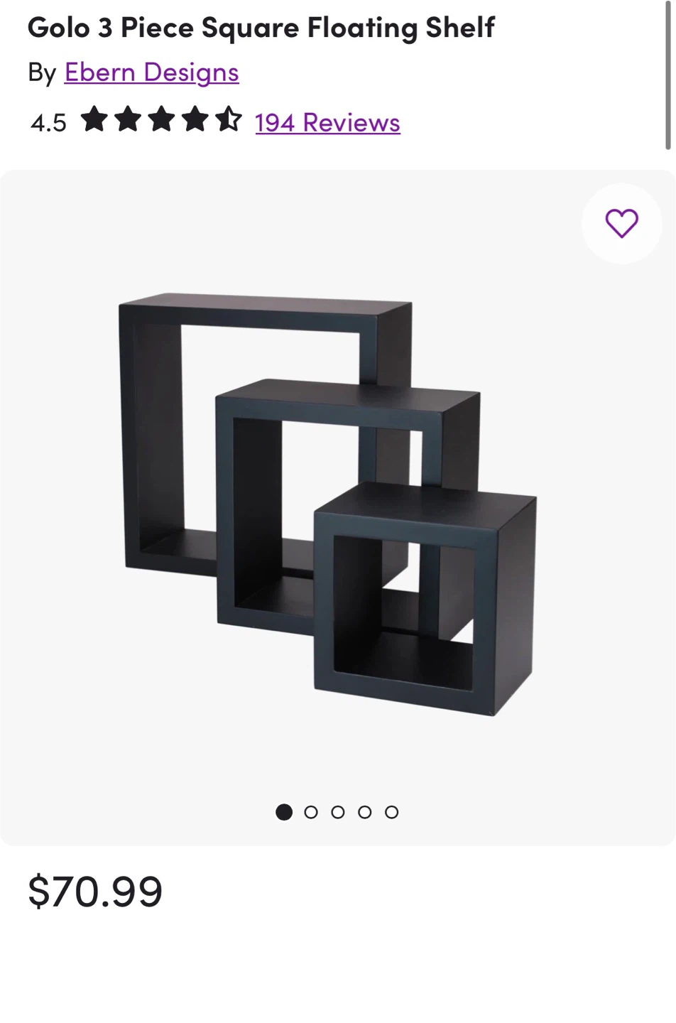 3-Piece Floating Wood Cube Shelf Set - photo 2