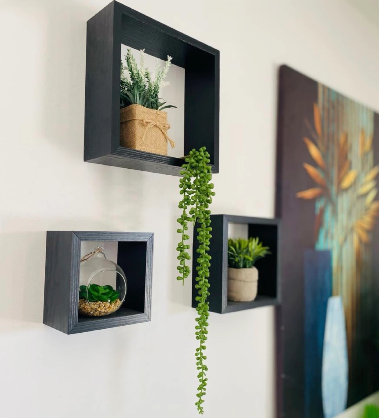 3-Piece Floating Wood Cube Shelf Set