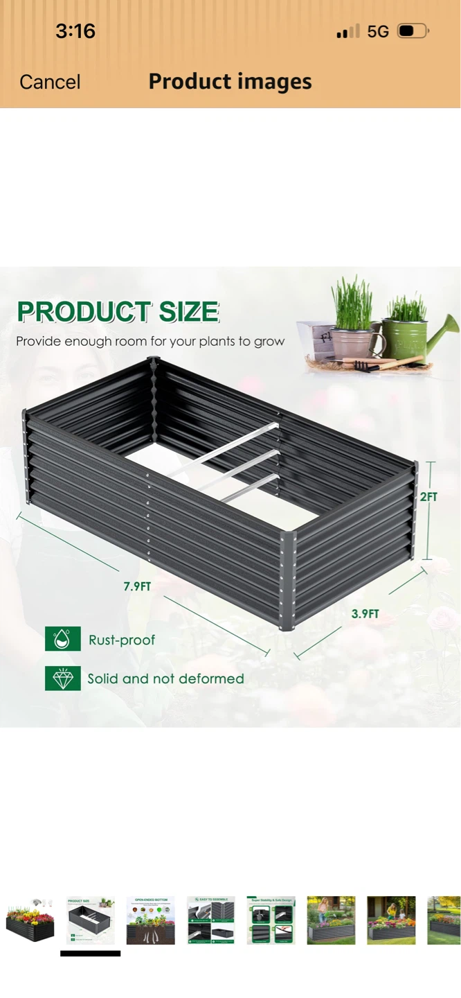 New Galvanized Raised Garden Bed - 7.9FT x 3.9FT x 2FT - photo 2