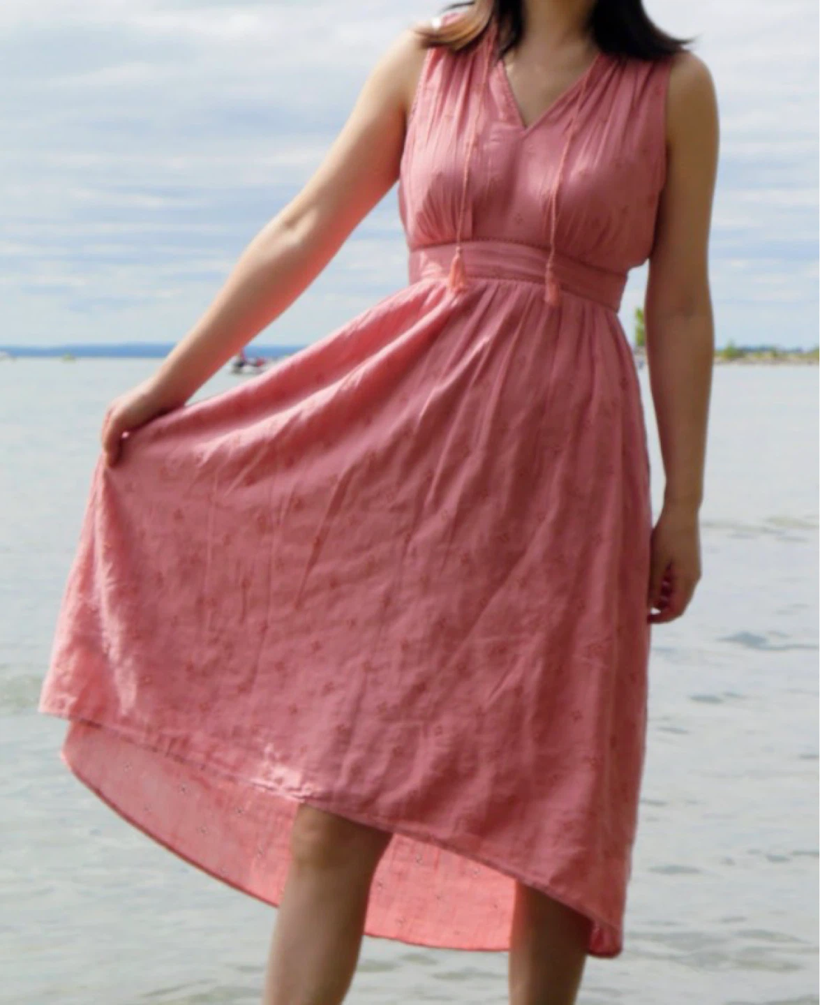Old Navy Pink Embroidered Sleeveless Dress